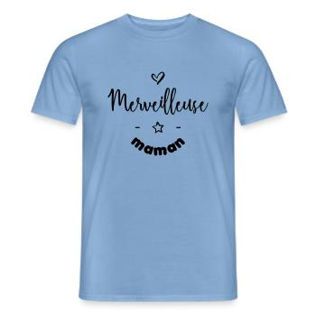 Merveilleuse maman - T-shirt homme - carolina blue - Devant - AI Model Male 178 light (178cm)
