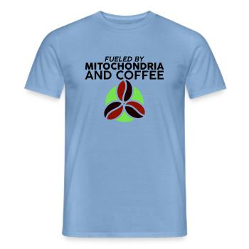 Alimenté par les mitochondries et le café - T-shirt homme - carolina blue - Devant - AI Model Male 178 light (178cm)