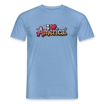 J’adore l’Amérique - T-shirt homme - carolina blue - Devant - AI Model Male 178 light (178cm)