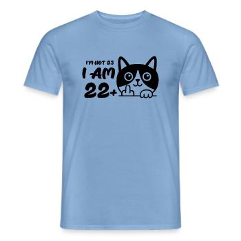 I'm Not 23, I Am 22 Plus 1 Middle Finger Cat Flip - Men's T-Shirt - carolina blue - Front - AI Model Male 178 light (178cm)