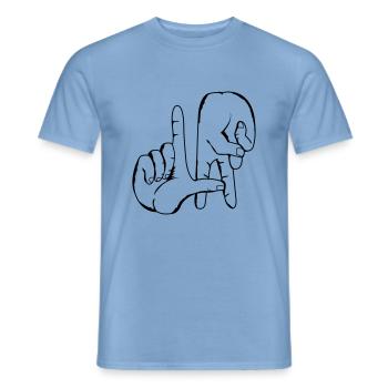 los_angeles_handzeichen - Männer T-Shirt - Carolina Blue - Vorne - AI Model Male 178 light (178cm)