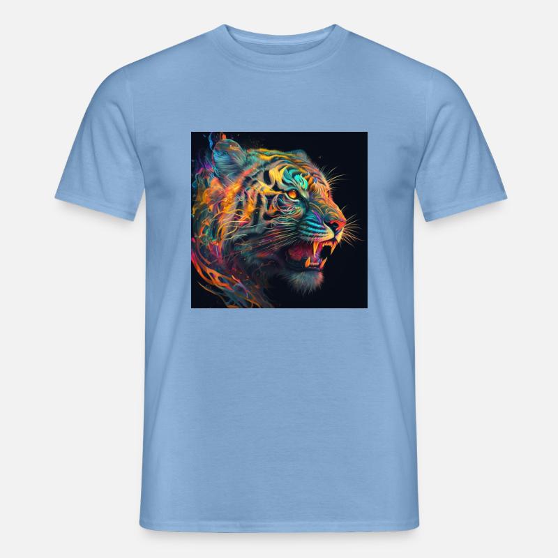 Farbiger Tiger, einzigartiges Design - Männer T-Shirt - Carolina Blue