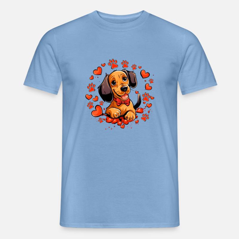 Dackel mit Fliege Herzen - Männer T-Shirt - Carolina Blue