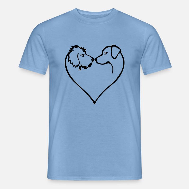 Hundeherz 2 Hunde - Farbwechsel - Männer T-Shirt - Carolina Blue