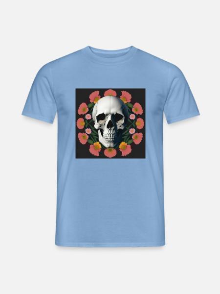 Flower-Skull - Männer T-Shirt - Carolina Blue