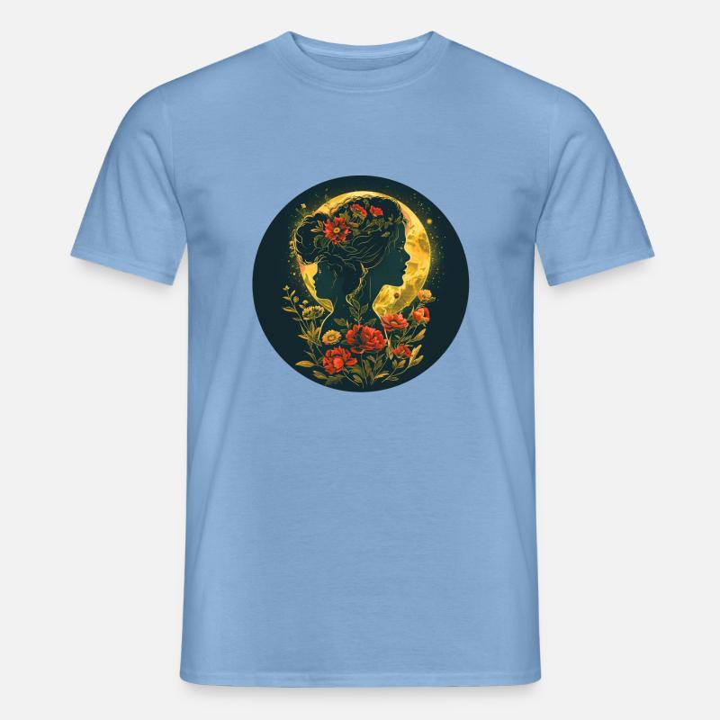Mutter und Tochter im Mondschein - Männer T-Shirt - Carolina Blue