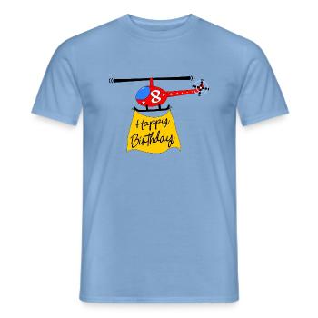 Hubschrauber Happy Birthday 8 - Männer T-Shirt - Carolina Blue - Vorne - AI Model Male 178 light (178cm)