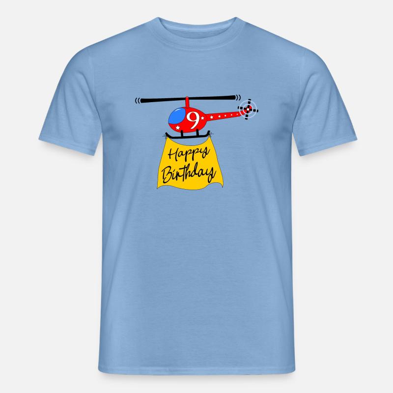 Hélicoptère Joyeux anniversaire 9 - T-shirt homme - carolina blue
