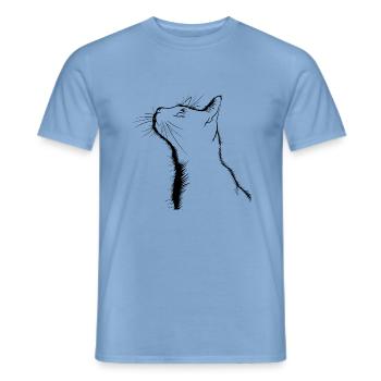 Cat, Cat Motif - Men's T-Shirt - carolina blue - Front - AI Model Male 178 light (178cm)