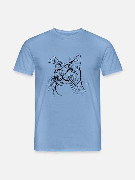 Katze, Katzenmotiv, Katzengesicht - Männer T-Shirt - Carolina Blue