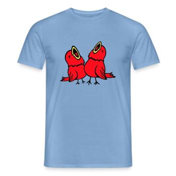 2 Wellensittiche Singvogel Spatz zwitschern Team - Männer T-Shirt - Carolina Blue - Vorne - AI Model Male 178 light (178cm)