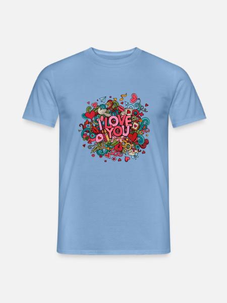 I Love You Valentinstag - Männer T-Shirt - Carolina Blue