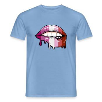 Tropfende lesbische Lippen Lesbian Pride - Männer T-Shirt - Carolina Blue - Vorne - AI Model Male 178 light (178cm)