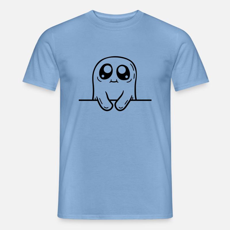 Cartoon Geist hinter Mauer - Männer T-Shirt - Carolina Blue