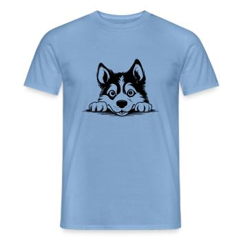 Siberian Husky - Men's T-Shirt - carolina blue - Front - AI Model Male 178 light (178cm)