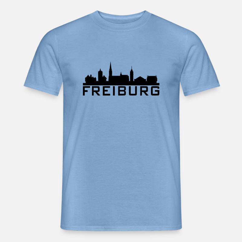Skyline Freiburg klein Text - Männer T-Shirt - Carolina Blue