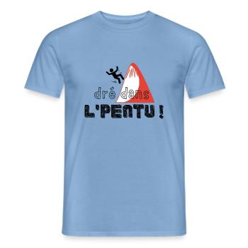 dré ds l'pentu - T-shirt homme - carolina blue - Devant - AI Model Male 178 light (178cm)
