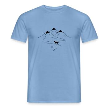 Mountain trail curves and cat - - Men's T-Shirt - carolina blue - Front - AI Model Male 178 light (178cm)