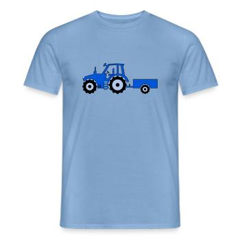 Tracteur avec remorque bleue - T-shirt homme - carolina blue - Devant - AI Model Male 178 light (178cm)