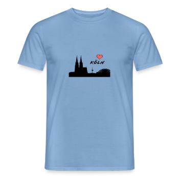 Ich liebe Köln - Silhouette Kölner Dom - Heimat - Männer T-Shirt - Carolina Blue - Vorne - AI Model Male 178 light (178cm)