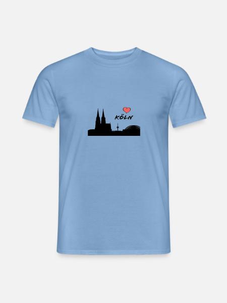 Ich liebe Köln - Silhouette Kölner Dom - Heimat - Männer T-Shirt - Carolina Blue