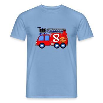Feuerwehrfahrzeug 8 Geburtstag Kinder - Männer T-Shirt - Carolina Blue - Vorne - AI Model Male 178 light (178cm)