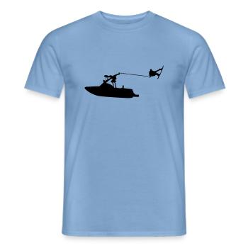 wakeboat_4 - Men's T-Shirt - carolina blue - Front - AI Model Male 178 light (178cm)
