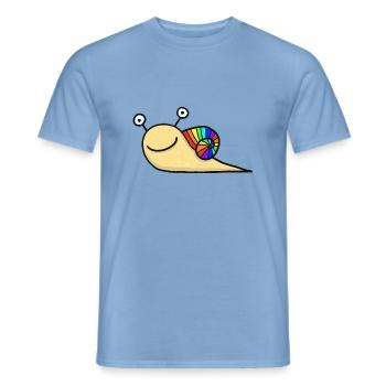 Regenbogenschnecke - Männer T-Shirt - Carolina Blue - Vorne - AI Model Male 178 light (178cm)