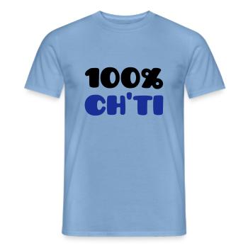 100% Ch'ti (V) - Men's T-Shirt - carolina blue - Front - AI Model Male 178 light (178cm)