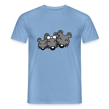 3 Mice Family Child Mom Dad Parents Row Cute - Men's T-Shirt - carolina blue - Front - AI Model Male 178 light (178cm)