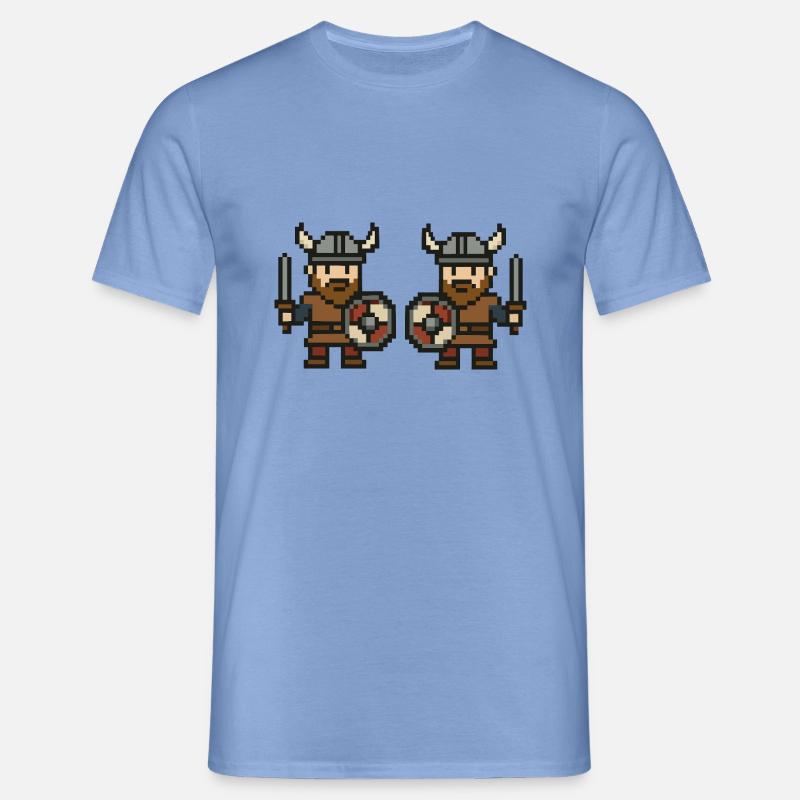 wikinger comic pixel 2 - Männer T-Shirt - Carolina Blue