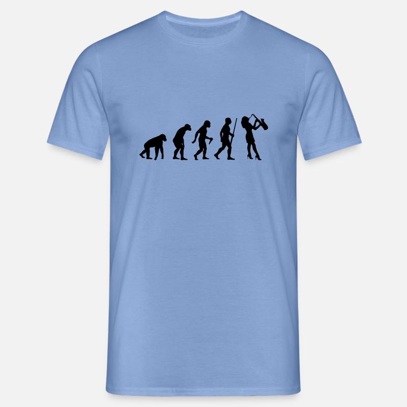 Saxofon Evolution - Männer T-Shirt - Carolina Blue
