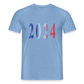 2024 Blue White Red - Men's T-Shirt - carolina blue - Front - AI Model Male 178 light (178cm)