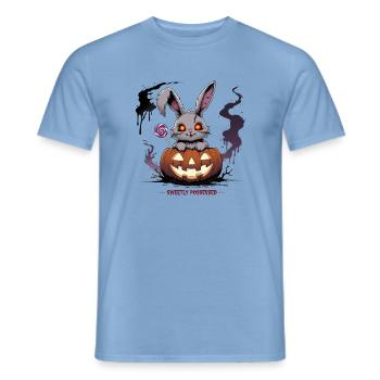 Besessen süß – Gruselhase im Kürbis - Männer T-Shirt - Carolina Blue - Vorne - AI Model Male 178 light (178cm)