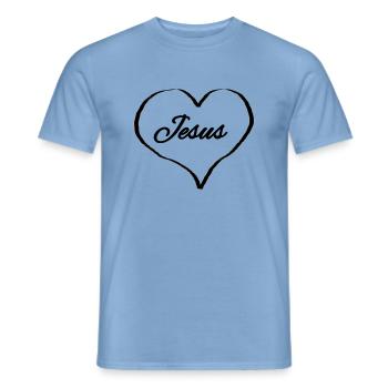 Jesus Herz - Christliche Designs - Bibel - Gott - Männer T-Shirt - Carolina Blue - Vorne - AI Model Male 178 light (178cm)