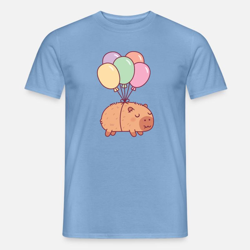Süßes Capybara mit Luftballons - Männer T-Shirt - Carolina Blue