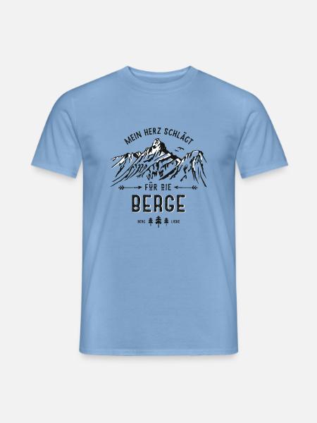 Herz schlägt für Berge - Männer T-Shirt - Carolina Blue