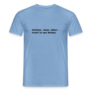 Schwitzen Rennen Airsoft - Männer T-Shirt - Carolina Blue - Vorne - AI Model Male 178 light (178cm)