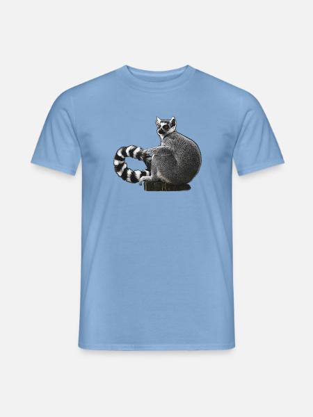 katta Lemur auf Baumstumpf Schwarzweiß - Männer T-Shirt - Carolina Blue