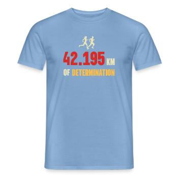 Marathon - 42,195 km of Determination - Men's T-Shirt - carolina blue - Front - AI Model Male 178 light (178cm)