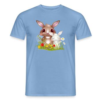 niedliche Hasen Freundschaft im Frühling - Männer T-Shirt - Carolina Blue - Vorne - AI Model Male 178 light (178cm)