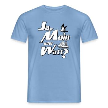 Ja Moin oder Watt? - Männer T-Shirt - Carolina Blue - Vorne - AI Model Male 178 light (178cm)