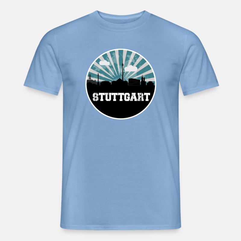 Stuttgart Skyline Blue Hour - Männer T-Shirt - Carolina Blue