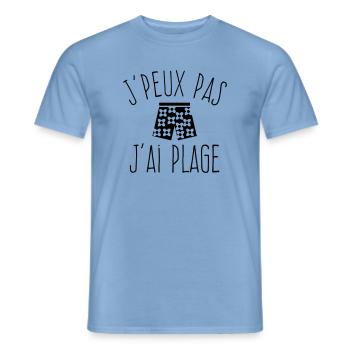 J'peux pas j'ai plage - homme / garçon  - T-shirt homme - carolina blue - Devant - AI Model Male 178 light (178cm)