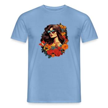 L’élégance florale avec des papillons - T-shirt homme - carolina blue - Devant - AI Model Male 178 light (178cm)