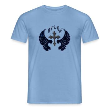 Feder-Flügel, Kreuze, goth, coole Tees - Männer T-Shirt - Carolina Blue - Vorne - AI Model Male 178 light (178cm)