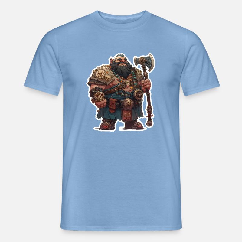 Dicker Zwergenkrieger mit großer Axt - Männer T-Shirt - Carolina Blue