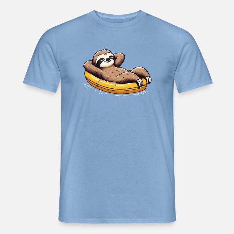 Faultier entspannt im Boot Urlaub - Männer T-Shirt - Carolina Blue
