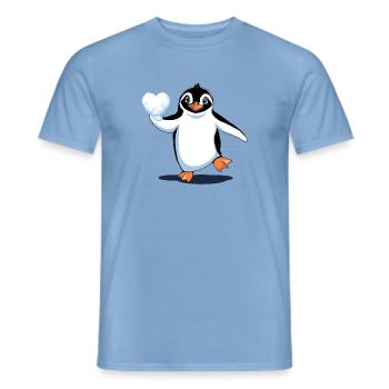 Penguin in Love - Men's T-Shirt - carolina blue - Front - AI Model Male 178 light (178cm)