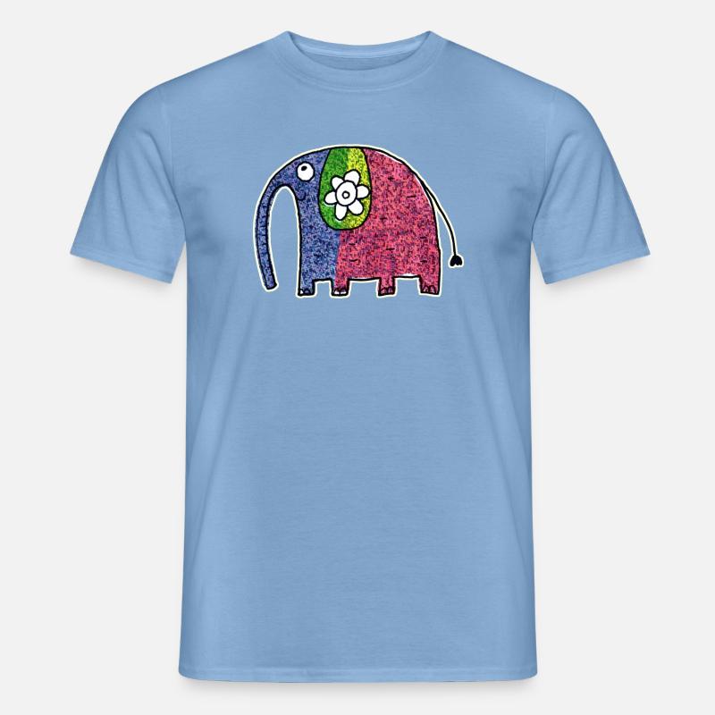 Süßer bunter Elefant Eli - Männer T-Shirt - Carolina Blue